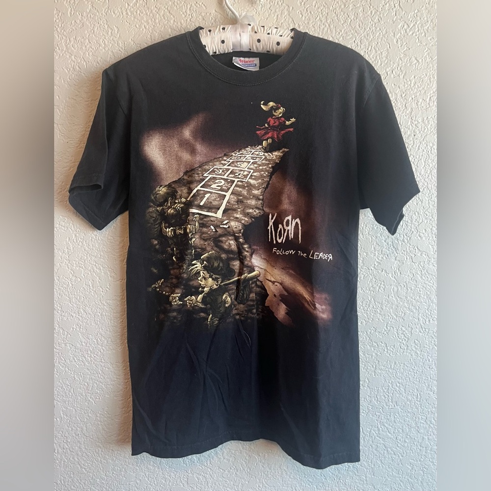 Vintage Y2K Korn Follow the Leader Heavyweight Black T-Shirt
